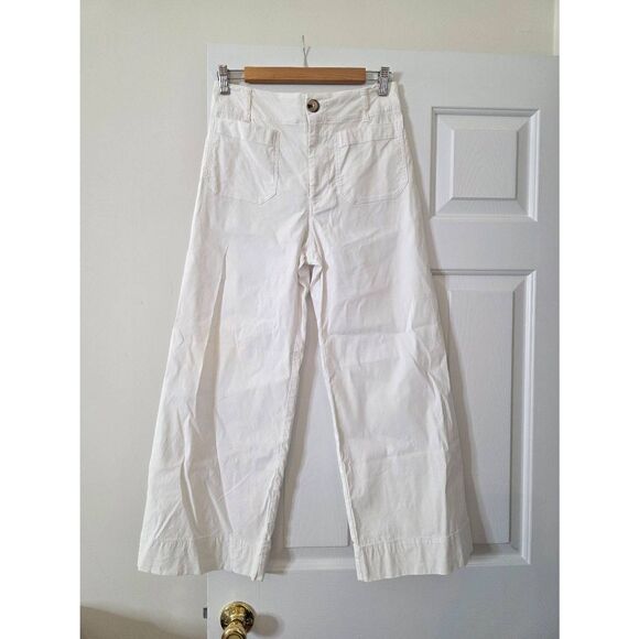 Anthropologie Maeve The Collette White Wide leg Crop Pants 26 - Picture 2 of 7
